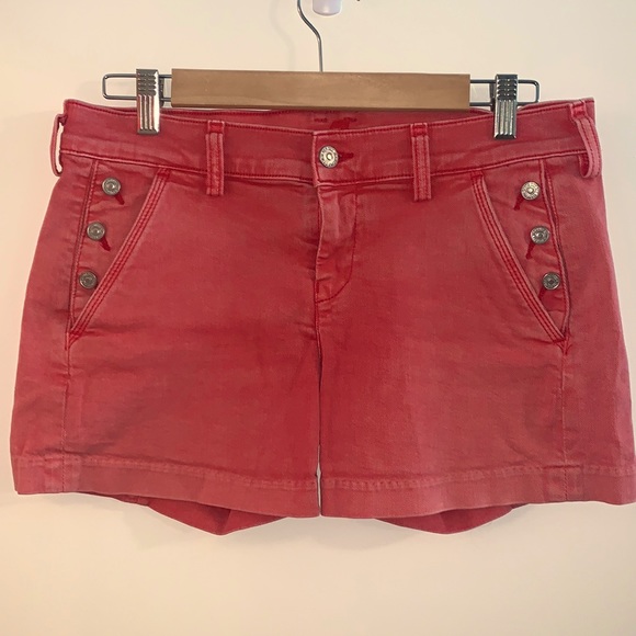 7 Seven for All Mankind salmon pink red shorts 27 - Picture 1 of 7